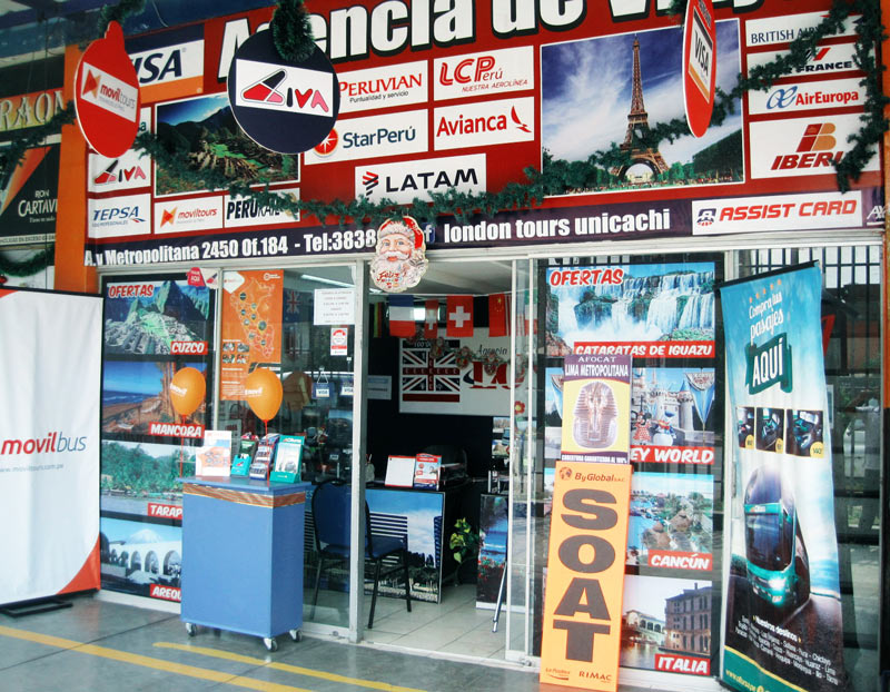 Ven a a tu agencia de viajes London Tours Unicachi tru agencia en Lima Norte, estamos en Comas